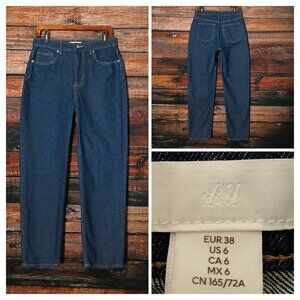 H&M Jeans 6 Mom Ultra High Rise Straight Ankle Dark Wash Denim Stretch